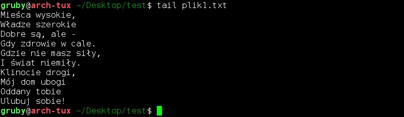 Polecenie tail