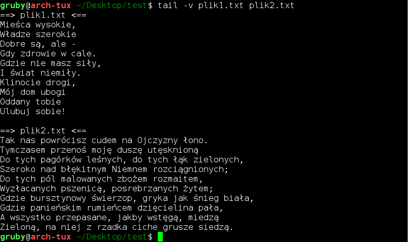 Polecenie tail