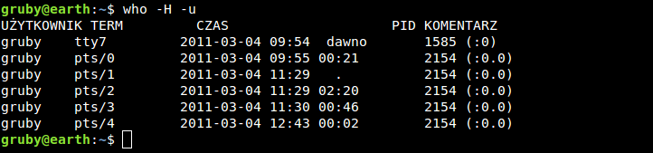Polecenie who