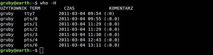 Polecenie who
